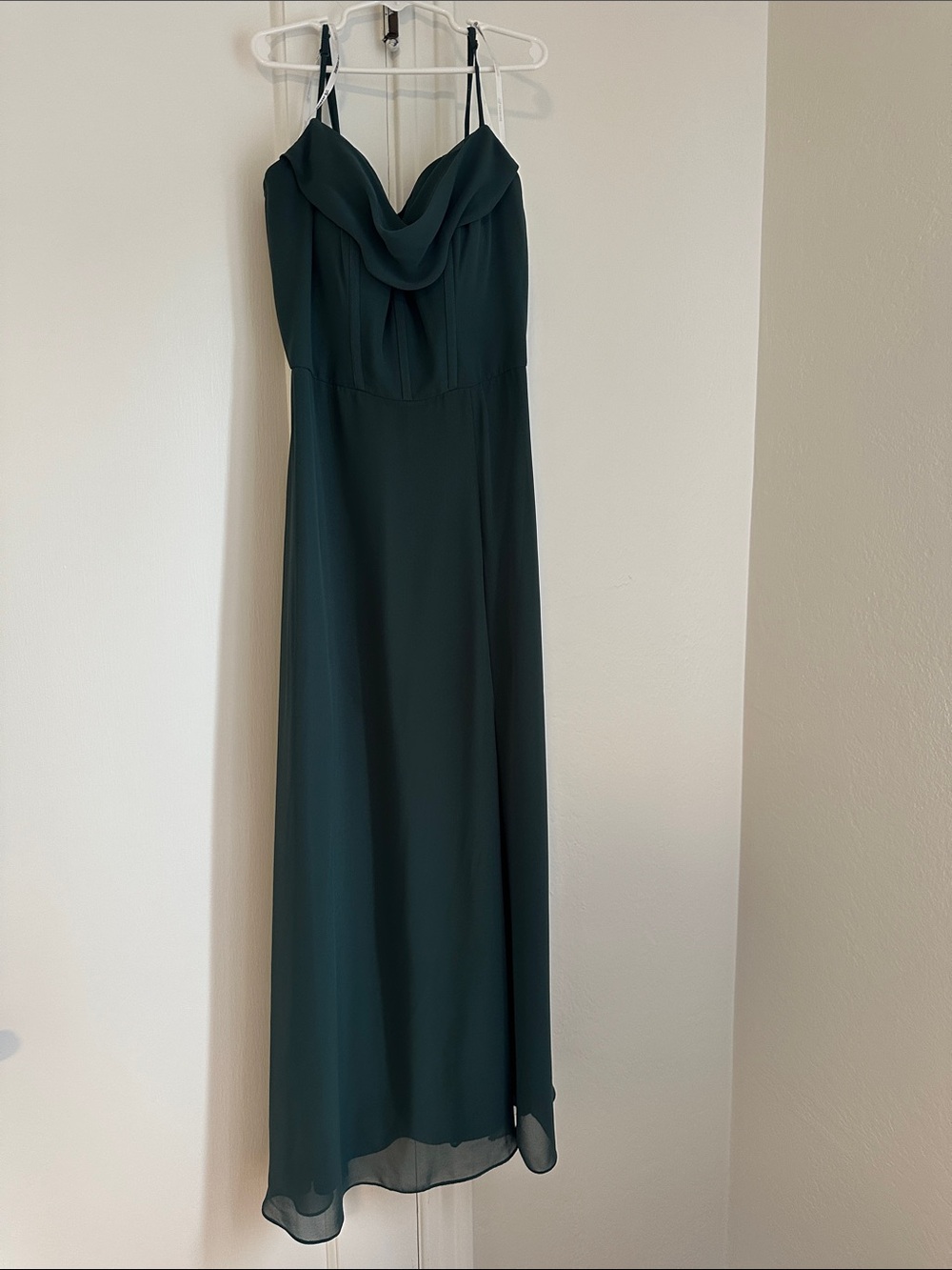 Jasmine Deep GreenCowl Neck Spaghetti Strap Maxi Dress